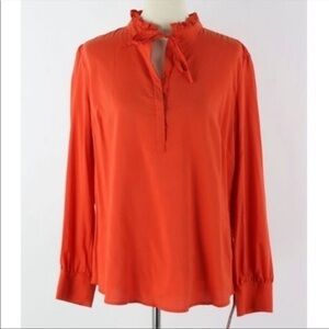 MERONA orange blouse with ruffle neck and tie